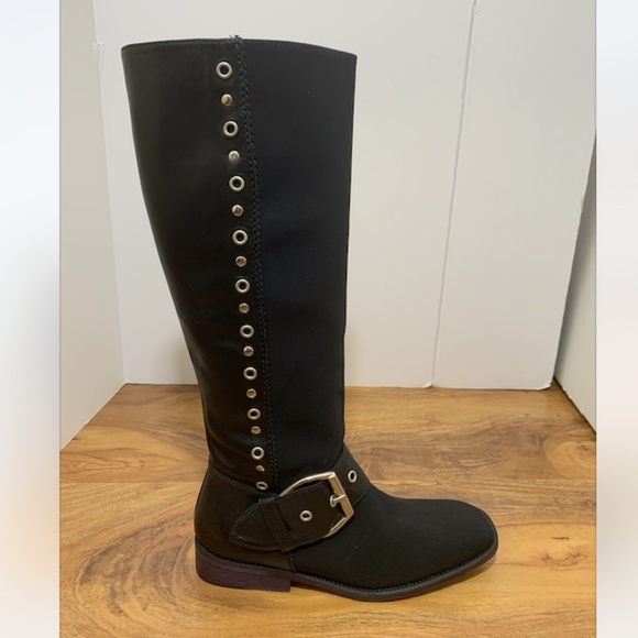 Donald J Pliner Black Elastic Knee High Boots - Picture 5 of 8